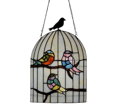 Tiffany Style Birdcage Stained Glass Window Panel