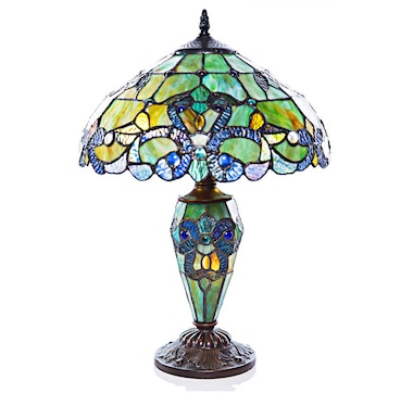 Tiffany Style Magna Carta Stained Glass Double-Lit Table Lamp