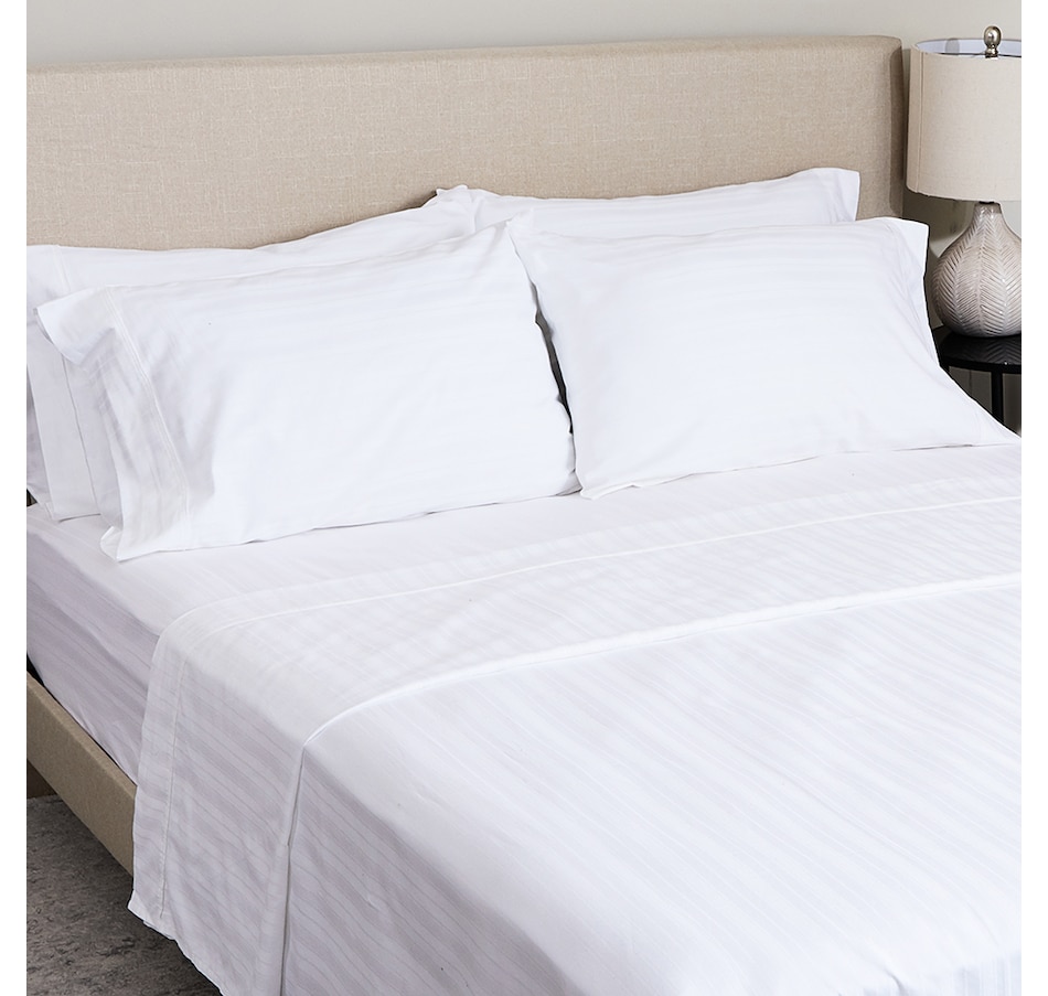 Image 237441_WHT.jpg, Product 237-441 / Price $79.88 - $119.88, Guillaume Home Cotton Dobby Stripe 6-Piece Sheet Set from Guillaume on TSC.ca's Home & Garden department
