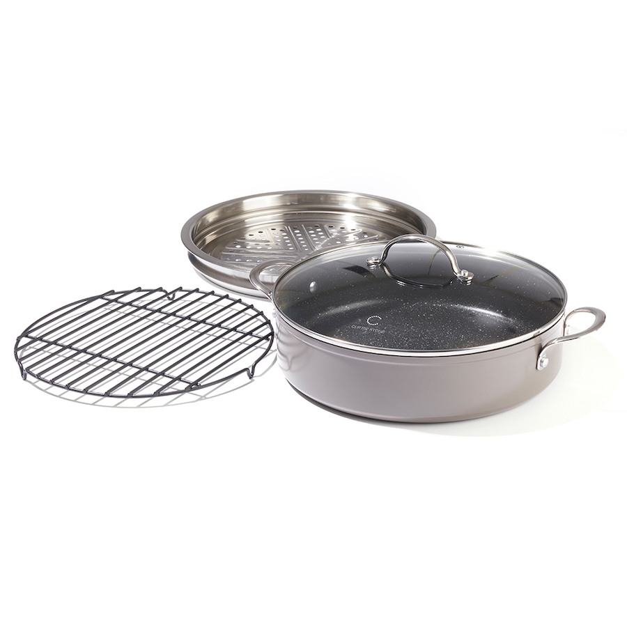 Image 237487_GRY.jpg, Product 237-487 / Price $39.33, Curtis Stone 5.5-Quart Sauteuse Pan with Steamer And Wire Rack from Curtis Stone on TSC.ca's Kitchen department