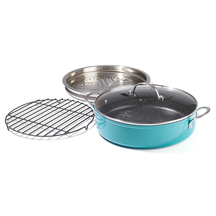 Image 237487_TRQ.jpg, Product 237-487 / Price $39.33, Curtis Stone 5.5-Quart Sauteuse Pan with Steamer And Wire Rack from Curtis Stone on TSC.ca's Kitchen department