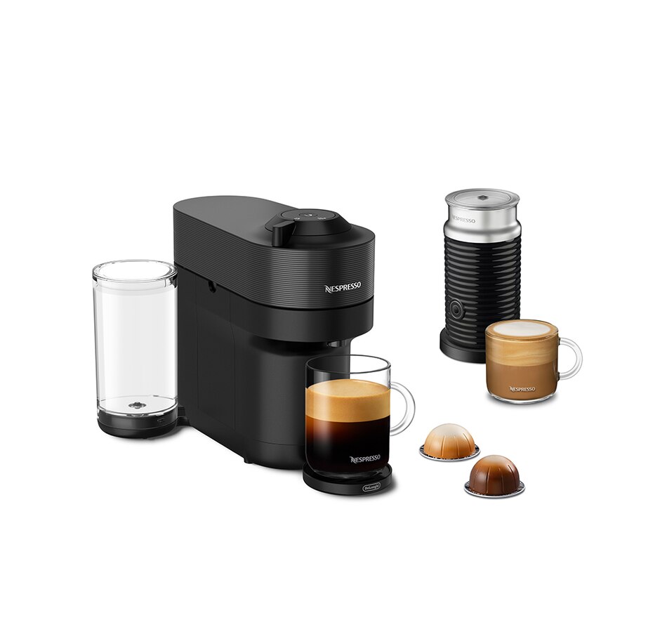 Image 237512.jpg, Product 237-512 / Price $239.00, Nespresso Vertuo Pop+ Coffee and Espresso Machine with Aeroccino by De'Longhi (Liquorice Black) from Nespresso on TSC.ca's Kitchen department