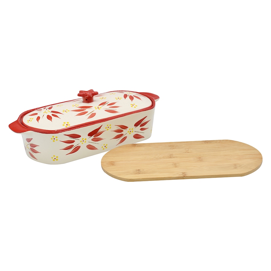 Image 237653_OWRED.jpg, Product 237-653 / Price $44.99, temp-tations 2 Quart Squoval Baking Dish With Lid And Bamboo Trivet from temp-tations on TSC.ca's Kitchen department