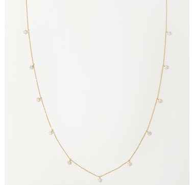 Graziela Gems 18K Gold Station Floating Diamond Necklace