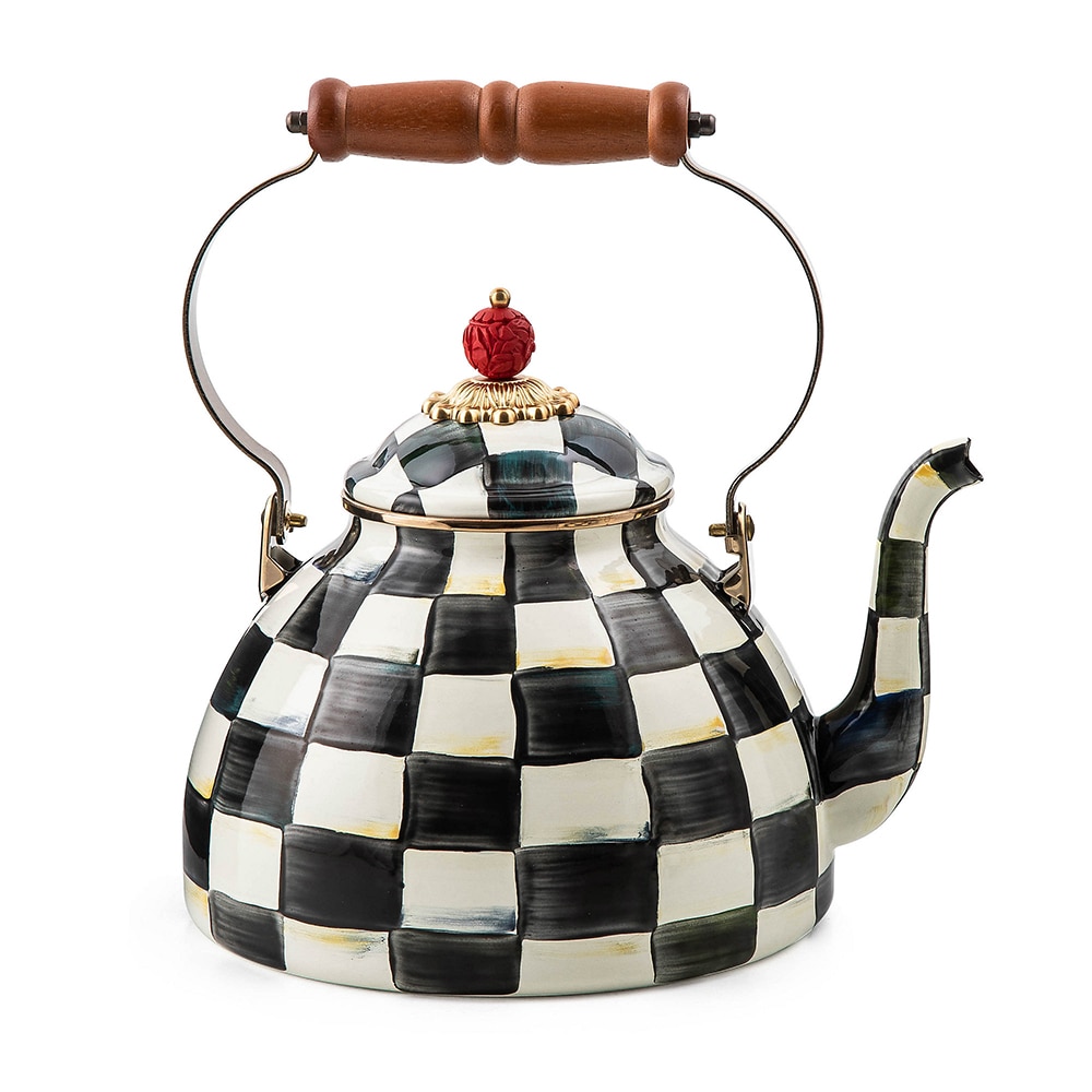 MacKenzie-Childs Hand Decorated Courtly Check Enamel Tea Kettle - 2 quart