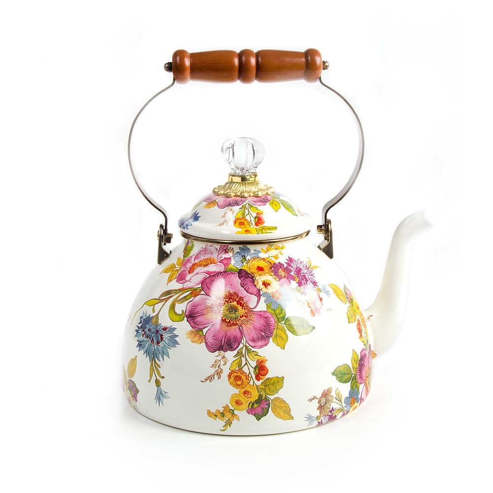 MacKenzie-Childs Hand Decorated Courtly Check Enamel Tea Kettle - 2 quart