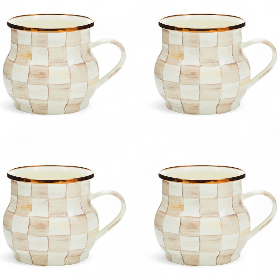 Image 237771_MOCCK.jpg, Product 237-771 / Price $332.00, MacKenzie-Childs Hand Decorated Enamel Mugs - Set of 4 from MacKenzie Childs on TSC.ca's Kitchen department