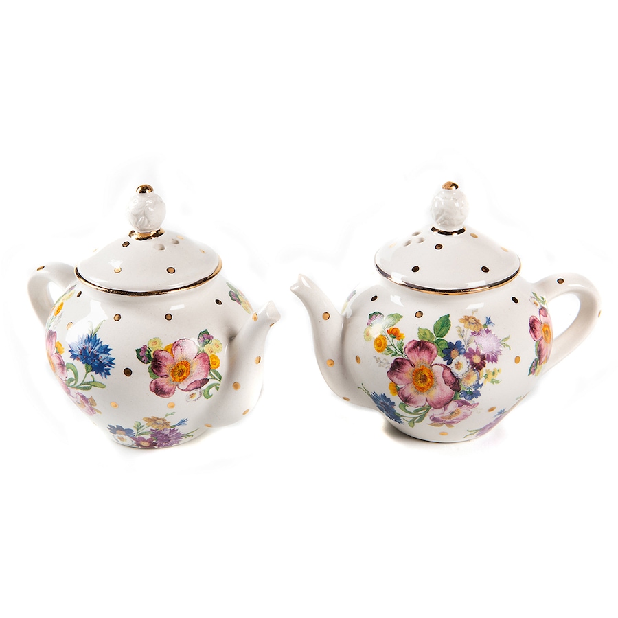 Image 237772_FLWWH.jpg, Product 237-772 / Price $87.00, MacKenzie-Childs Teapot Salt & Pepper Set from MacKenzie Childs on TSC.ca's Kitchen department
