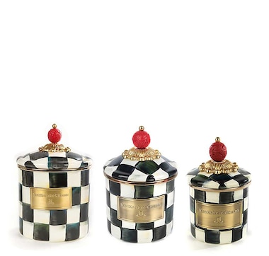 MacKenzie-Childs Hand Decorated Enamel Little Canisters - Set of 3