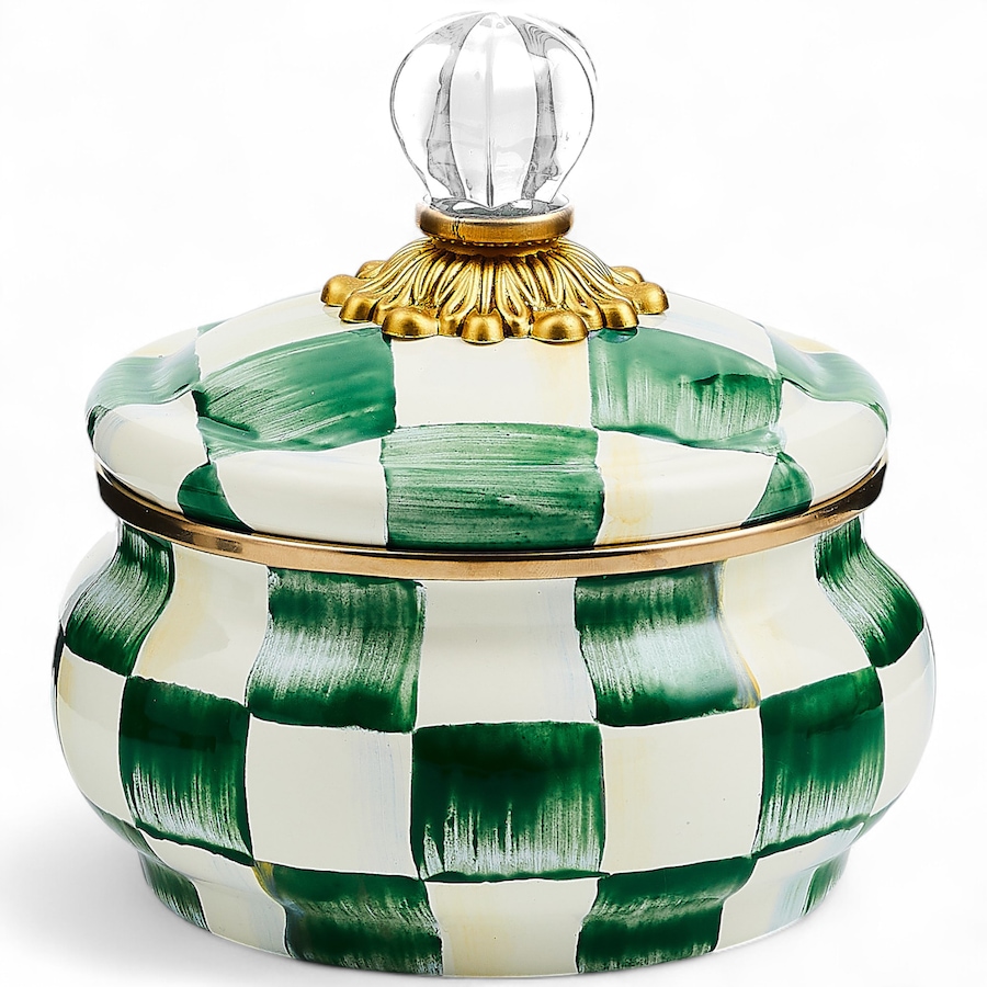 Image 237780_EMECK.jpg, Product 237-780 / Price $148.00, MacKenzie-Childs Hand Decorated Enamel Squashed Pot from MacKenzie Childs on TSC.ca's Home & Garden department