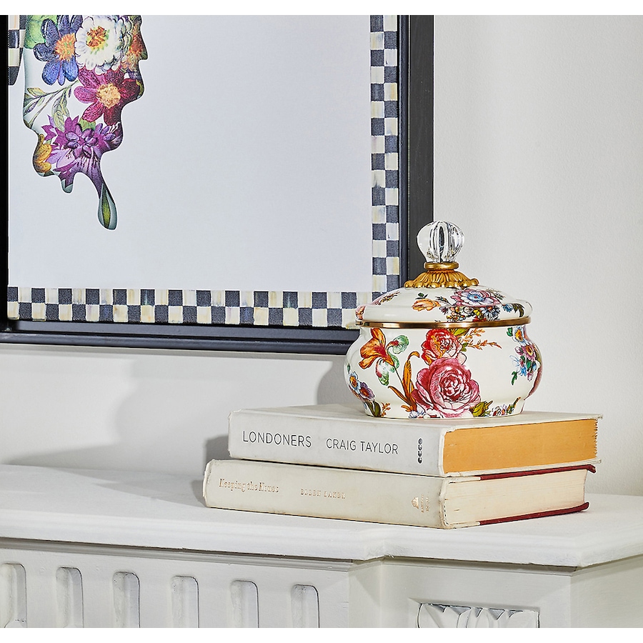 Image 237780_FLMKT.jpg, Product 237-780 / Price $148.00, MacKenzie-Childs Hand Decorated Enamel Squashed Pot from MacKenzie Childs on TSC.ca's Home & Garden department