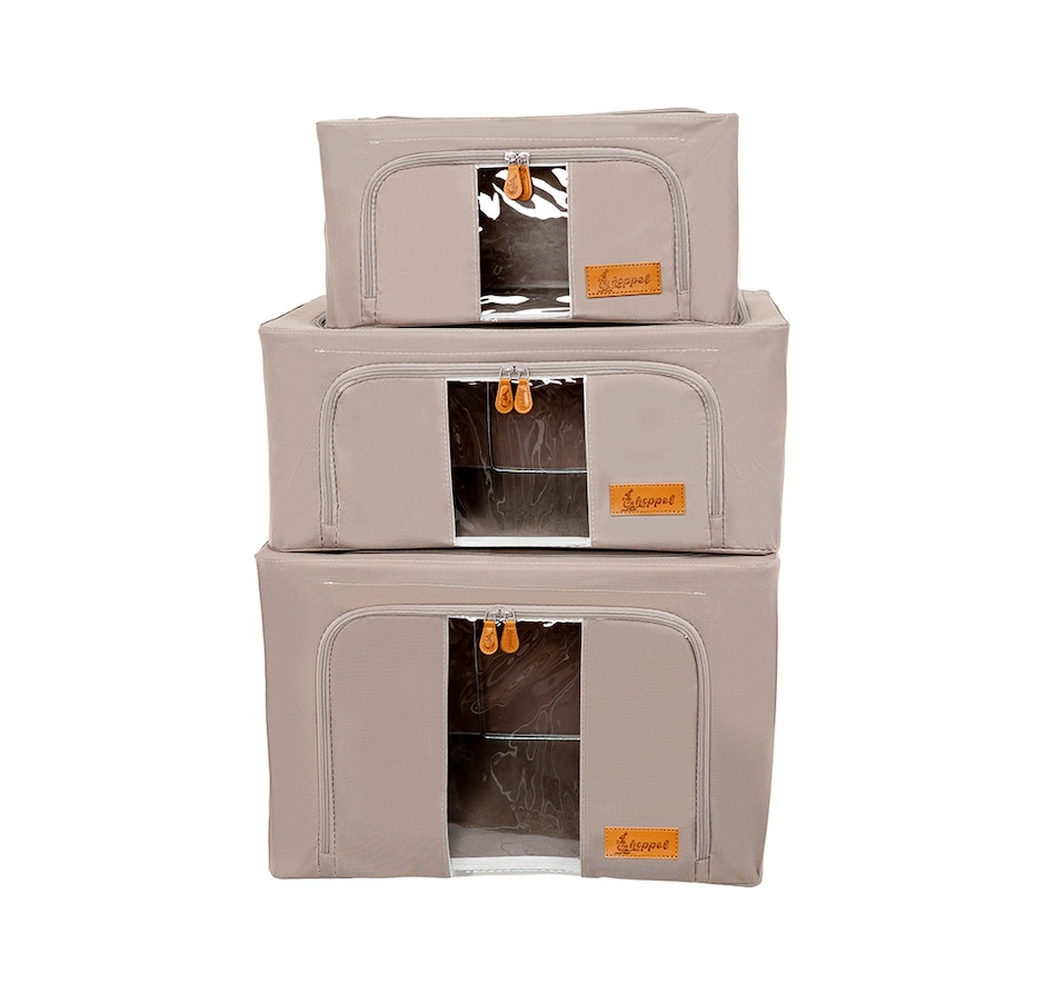 Image 237795_TPE.jpg, Product 237-795 / Price $69.99, Hoppel Collapsible Triple-Entry Storage Bins (set of 3) from Hoppel Storage on TSC.ca's Home & Garden department