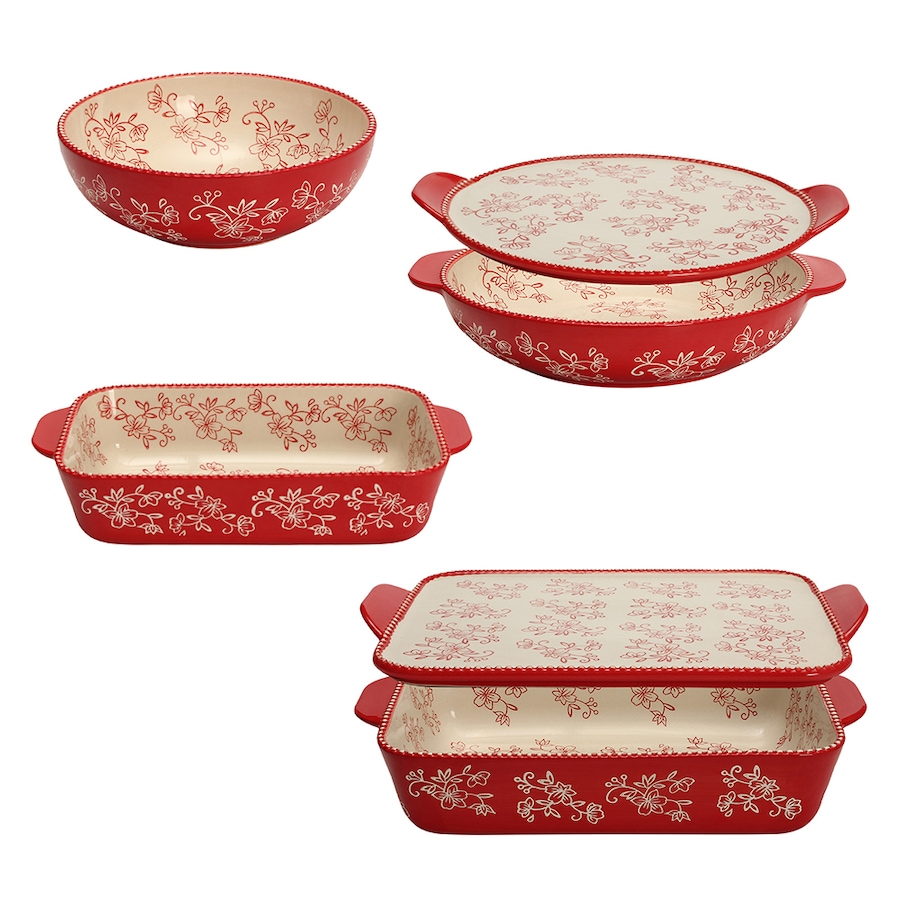Image 237808_FLRED.jpg, Product 237-808 / Price $124.99, temp-tations 6-Piece Essential Bake and Serve Set from temp-tations on TSC.ca's Kitchen department