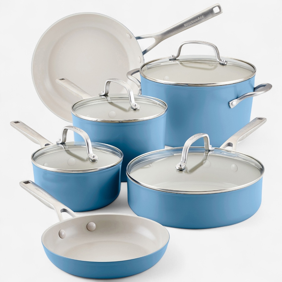 Image 237873_BLUVL.jpg, Product 237-873 / Price $269.99, KitchenAid 10-Piece Hard Anodized Ceramic Cookware Set from KitchenAid on TSC.ca's Kitchen department