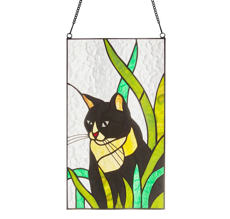 Image 237929.jpg, Product 237-929 / Price $89.99, Tiffany Style Cat in Grass Window Panel from Tiffany Style Lighting on TSC.ca's Home & Garden department