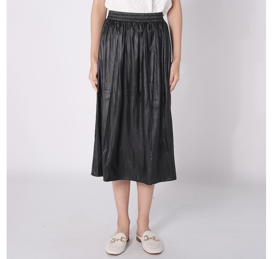 Image 237942_BLK.jpg, Product 237-942 / Price $19.33, Modern Identity Faux Leather Pleated Midi Skirt from Modern Identity on TSC.ca's Fashion department