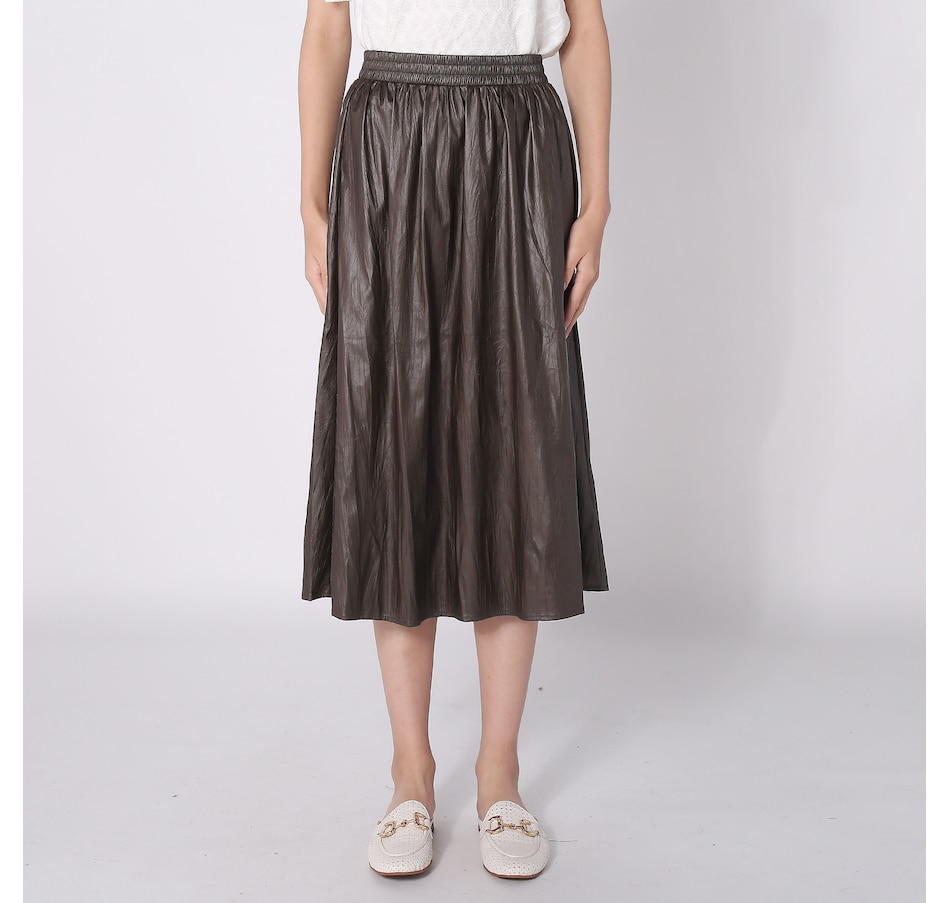 Image 237942_OLI.jpg, Product 237-942 / Price $19.33, Modern Identity Faux Leather Pleated Midi Skirt from Modern Identity on TSC.ca's Fashion department