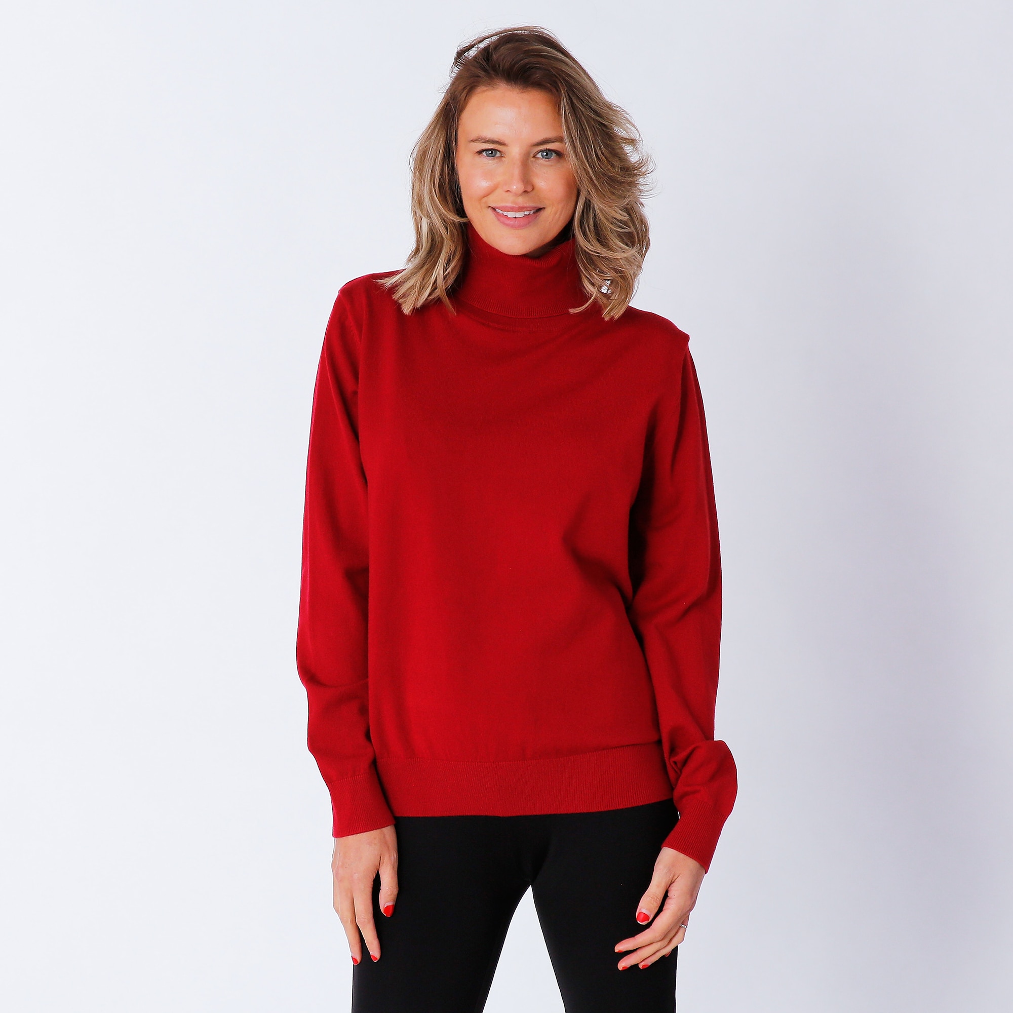 Red Coral True Knit Turtleneck Sweater