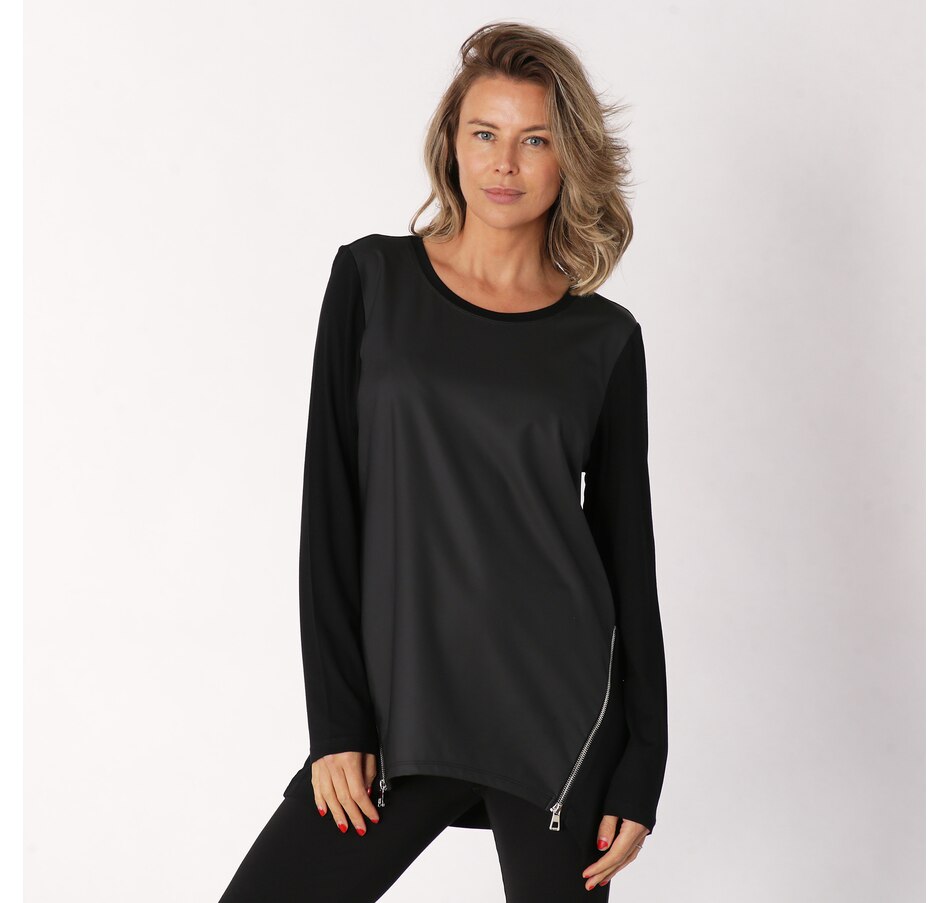 Image 238013_BLK.jpg, Product 238-013 / Price $19.33, Red Coral Vegan Leather Zip Detail Top from Red Coral Fashions on TSC.ca's Fashion department