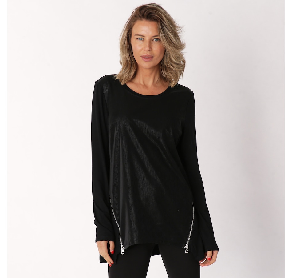 Image 238013_SIL.jpg, Product 238-013 / Price $19.33, Red Coral Vegan Leather Zip Detail Top from Red Coral Fashions on TSC.ca's Fashion department