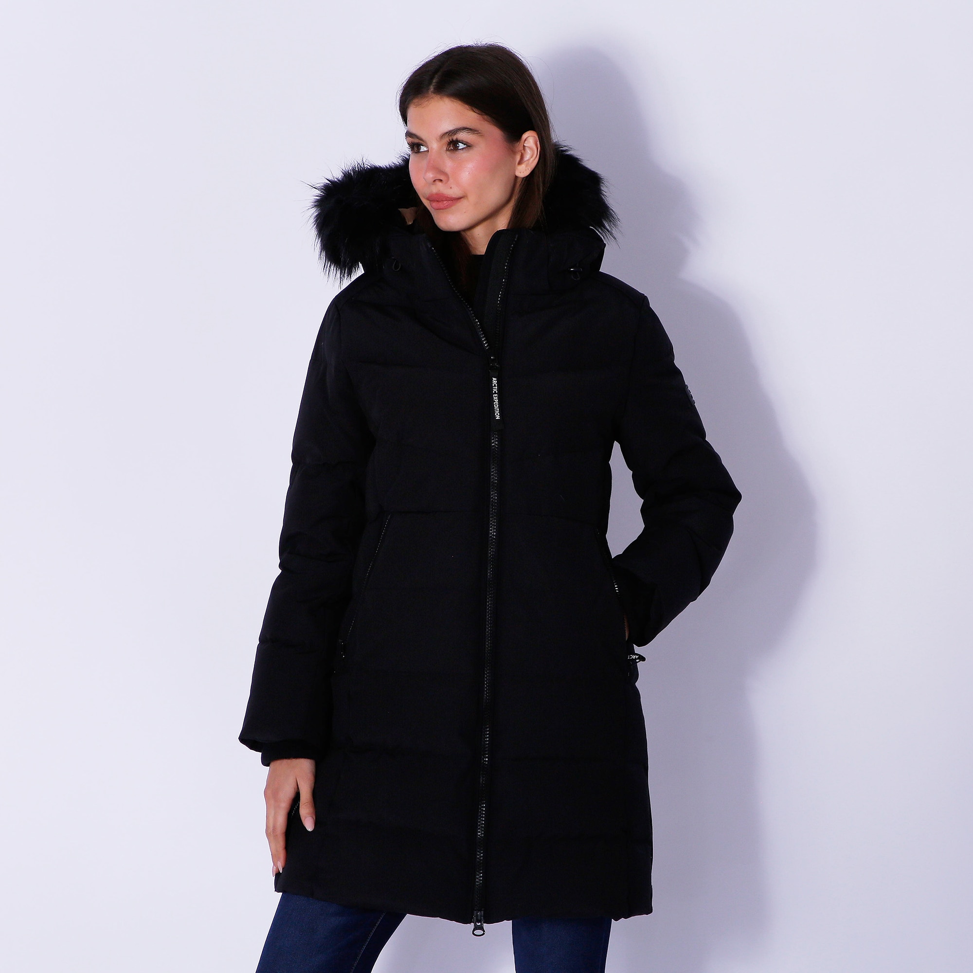 Long down parka with deals fur hood