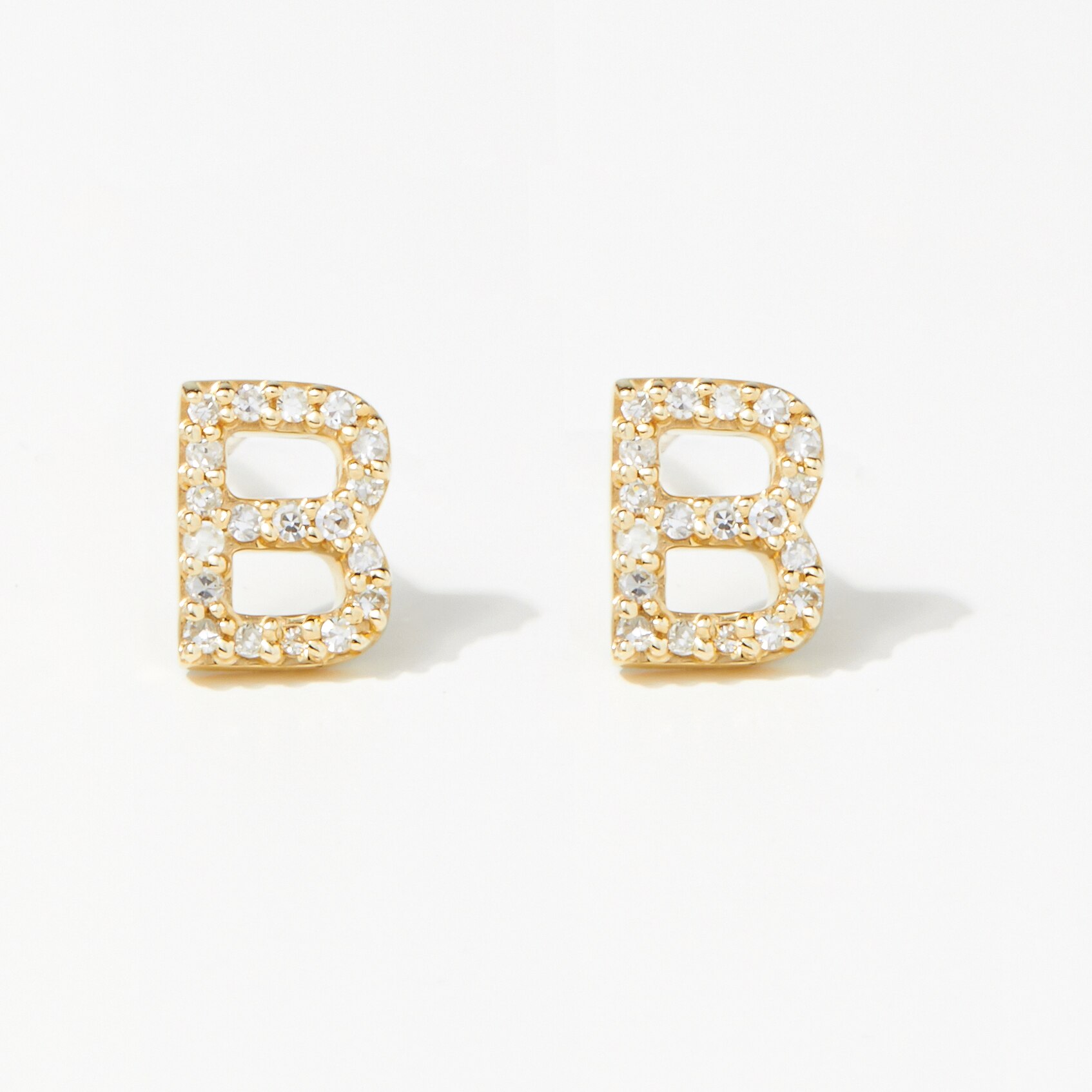 Diamond initial stud on sale earrings