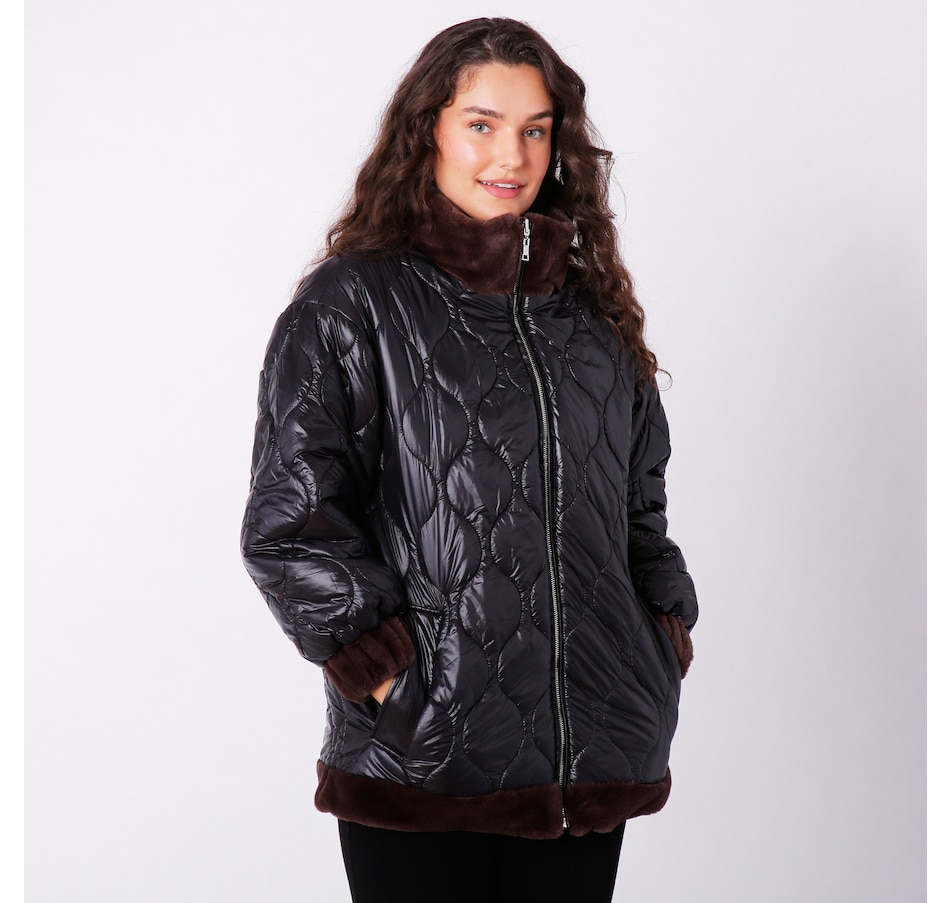 Clothing & Shoes - Jackets & Coats - Coats & Parkas - Nuage Ladies Quilted  Faux Fur Reversible Jacket - Online Shopping for Canadians