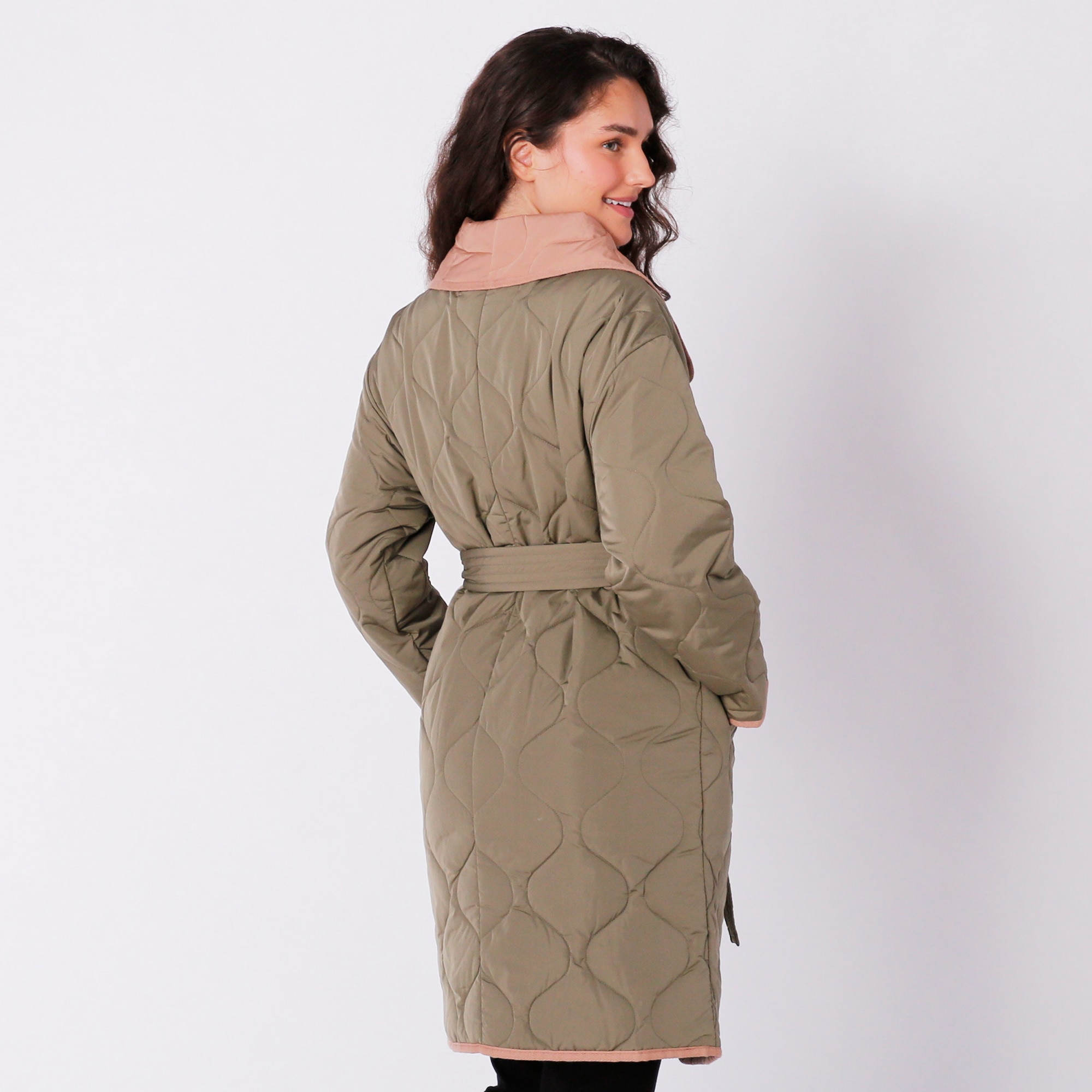 Nuage Quilted Belted Trench Coat With Snap Closure