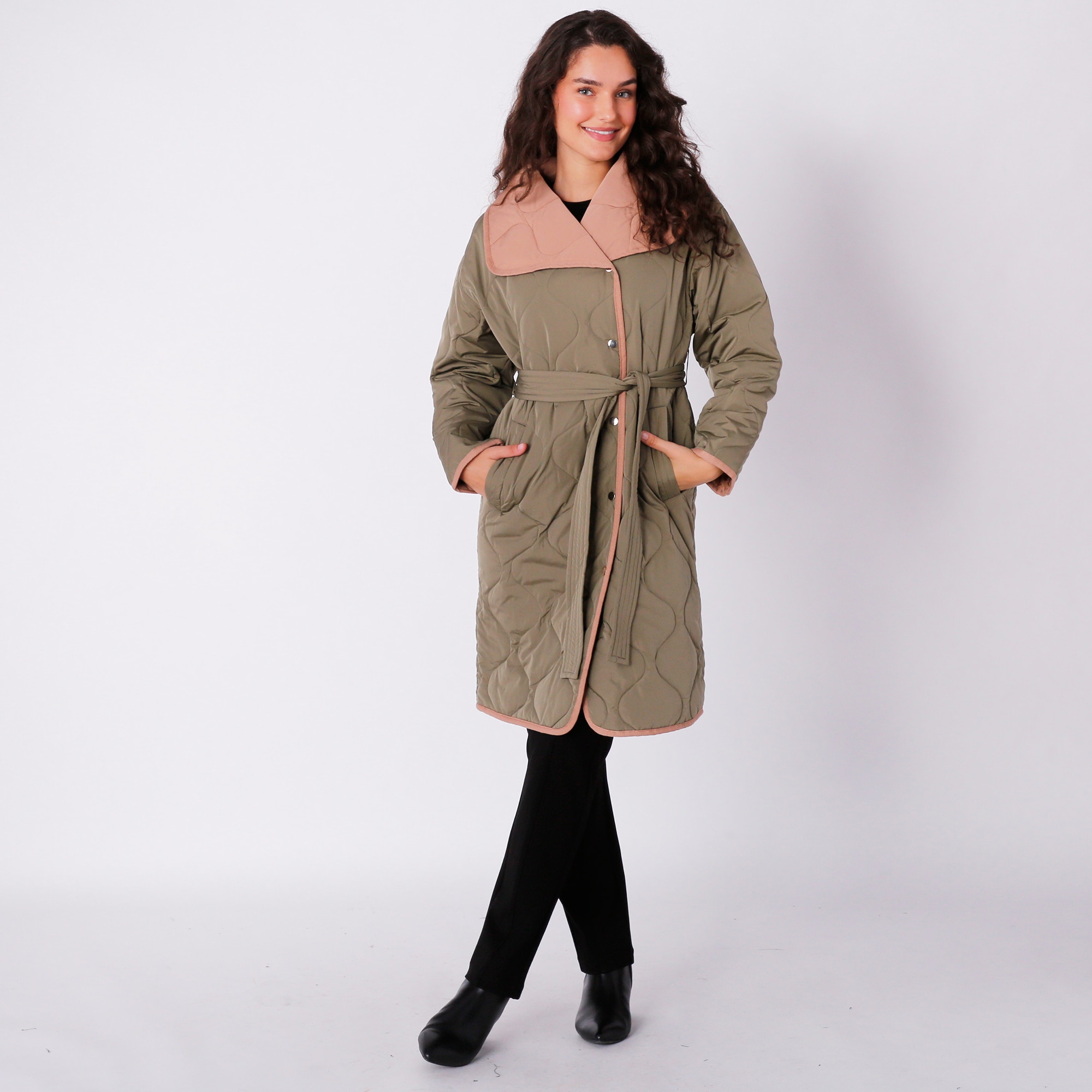 Nuage Quilted Belted Trench Coat With Snap Closure