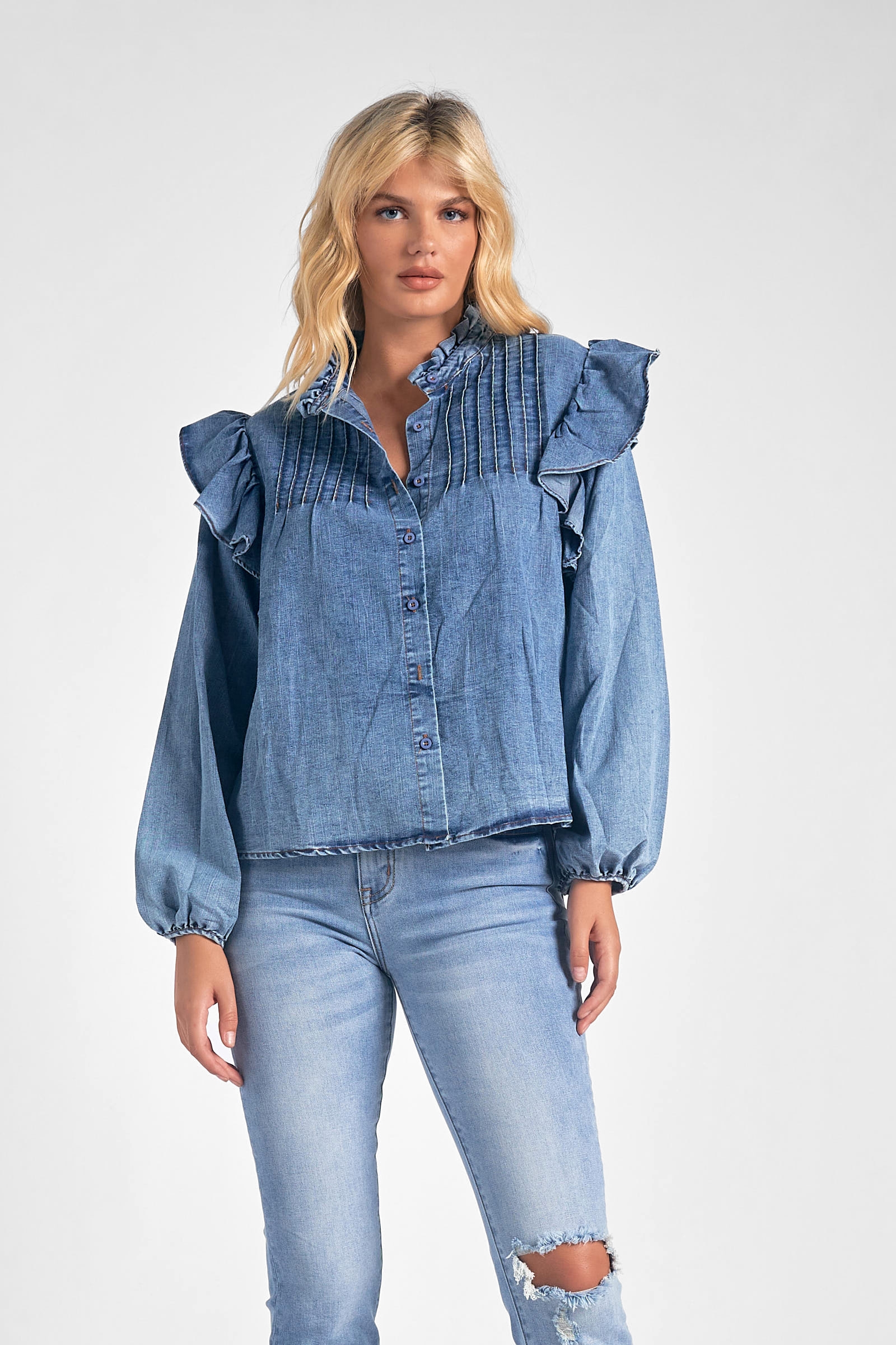 denim shirt ruffle