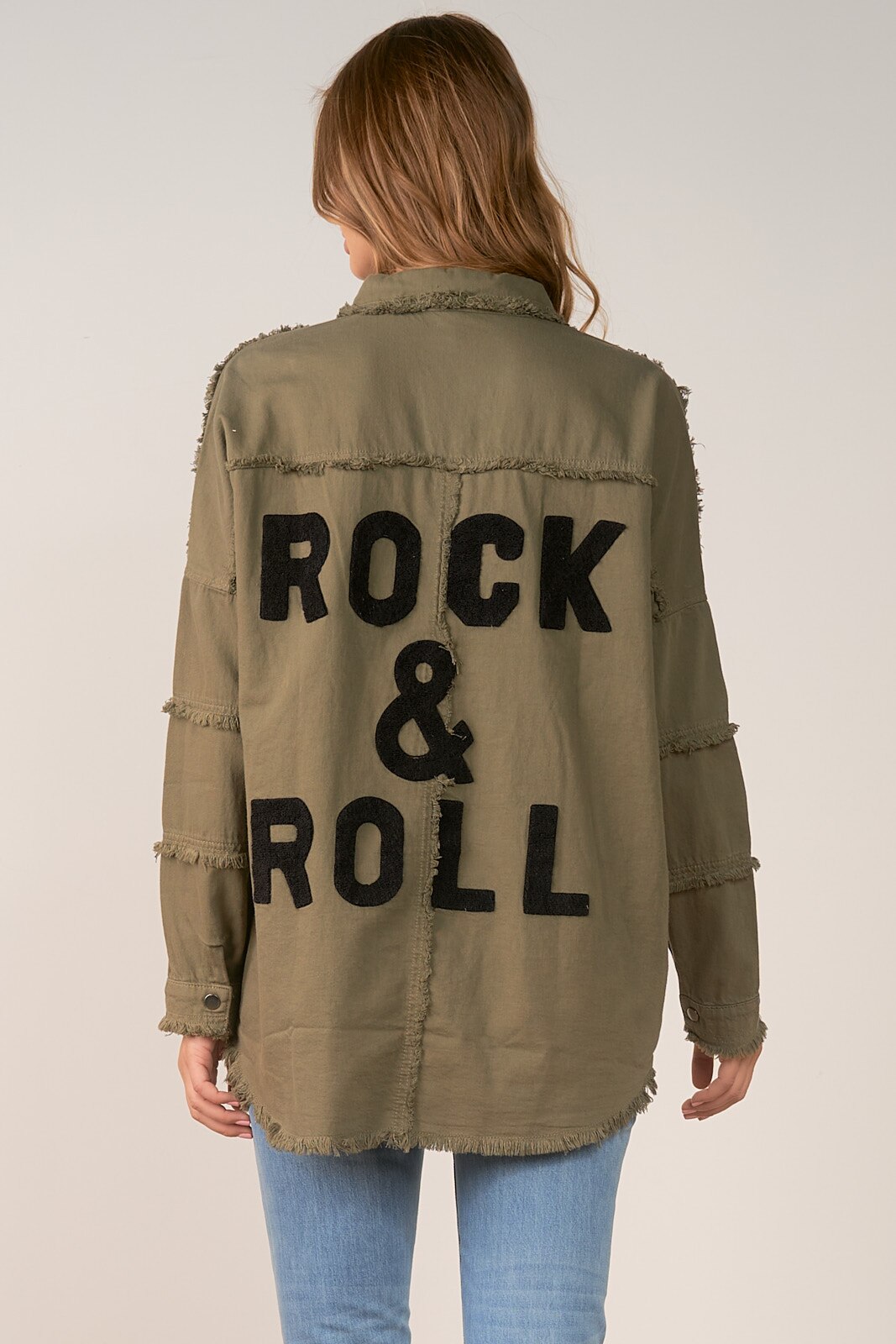 Khaki rock 2024 and roll jacket