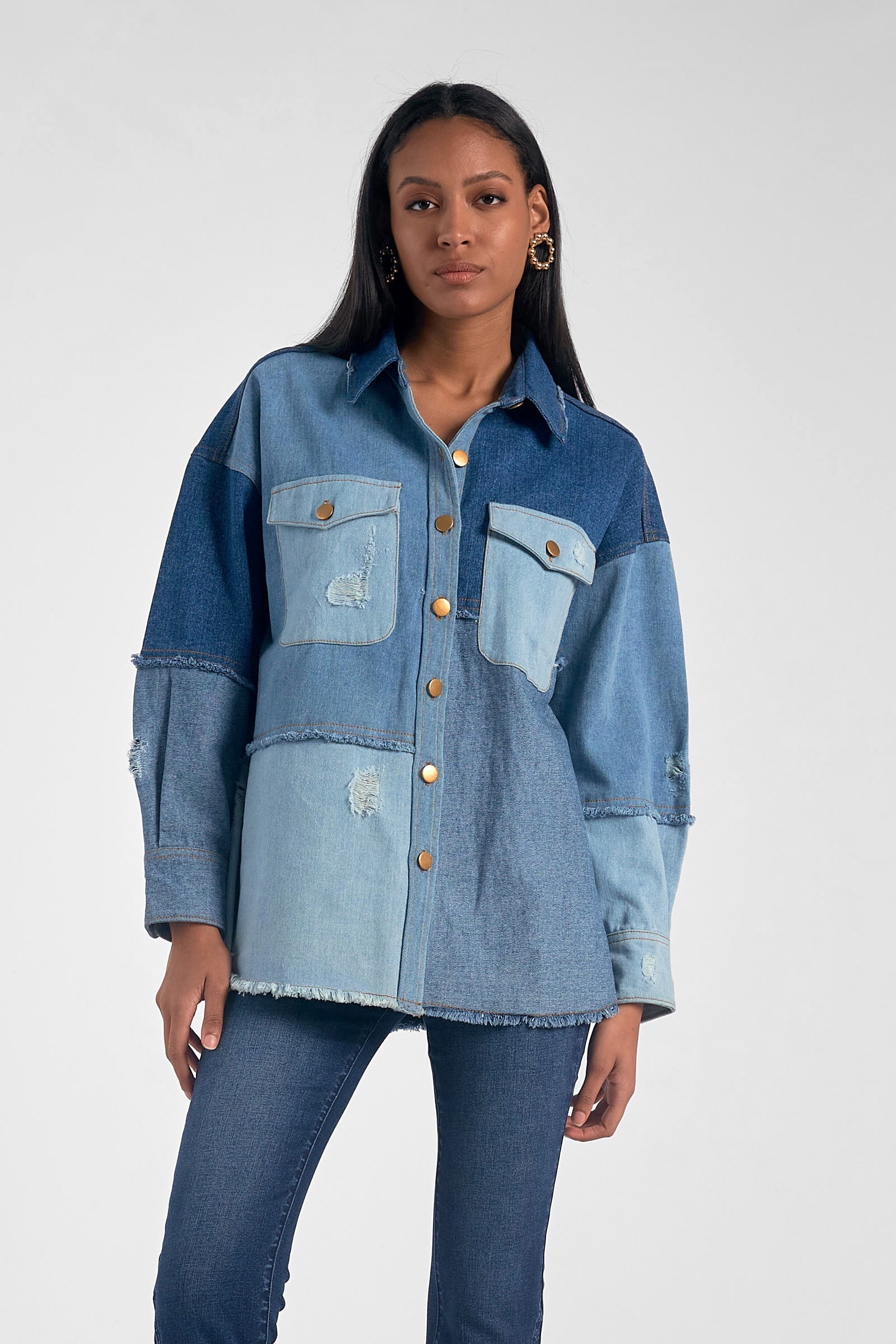 Patchwork denim clearance jacket womens