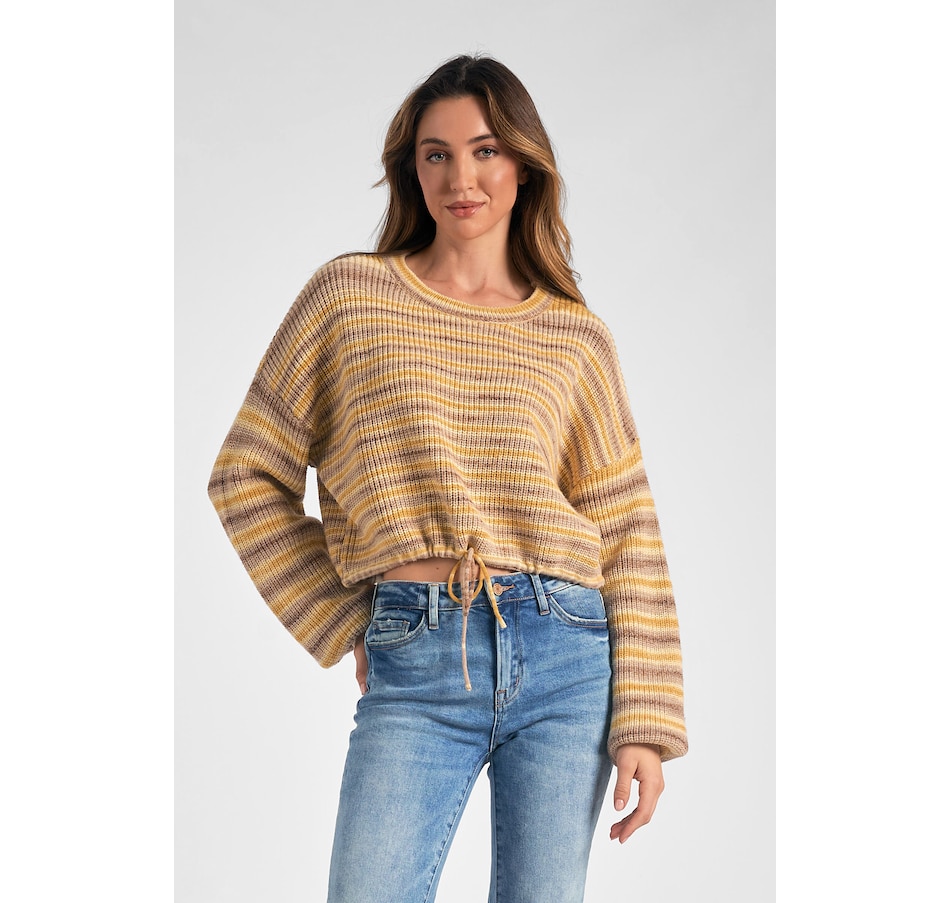 Image 238366_GDSTR.jpg, Product 238-366 / Price $49.33, Elan Striped Tie Front Sweater from Elan on TSC.ca's Fashion department