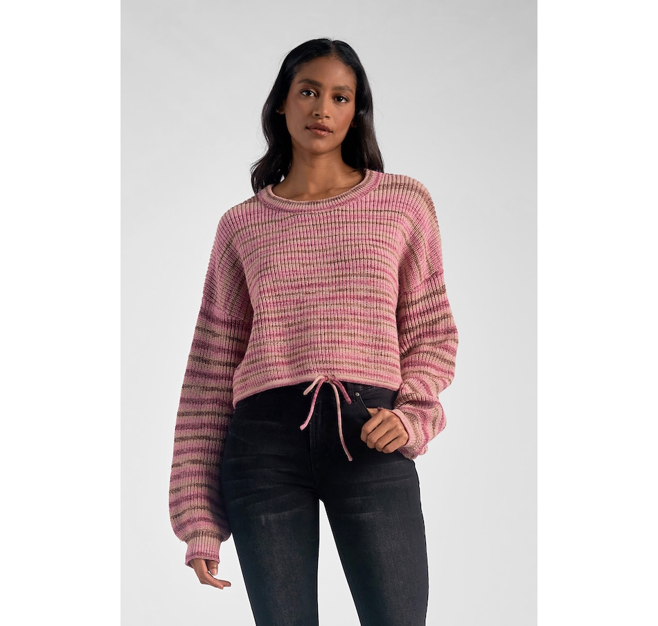 Image 238366_RSESP.jpg, Product 238-366 / Price $49.33, Elan Striped Tie Front Sweater from Elan on TSC.ca's Fashion department