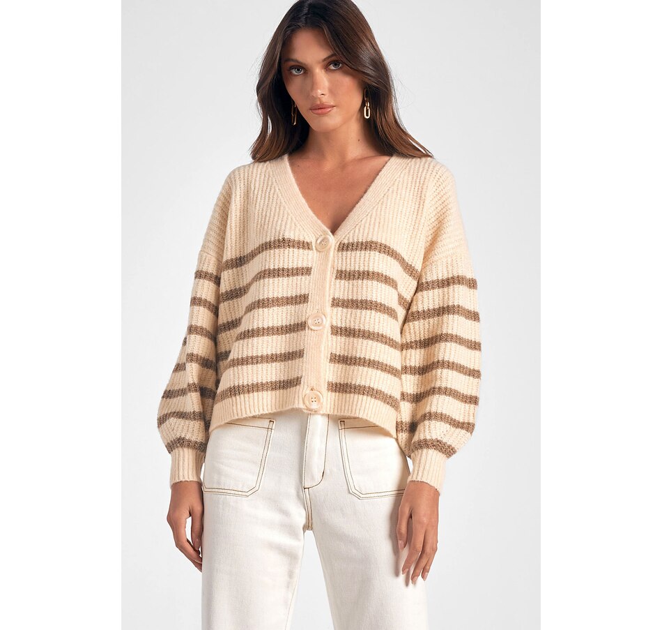 Image 238367_TN.jpg, Product 238-367 / Price $29.33, Elan Striped Button Front Cardigan from Elan on TSC.ca's Fashion department