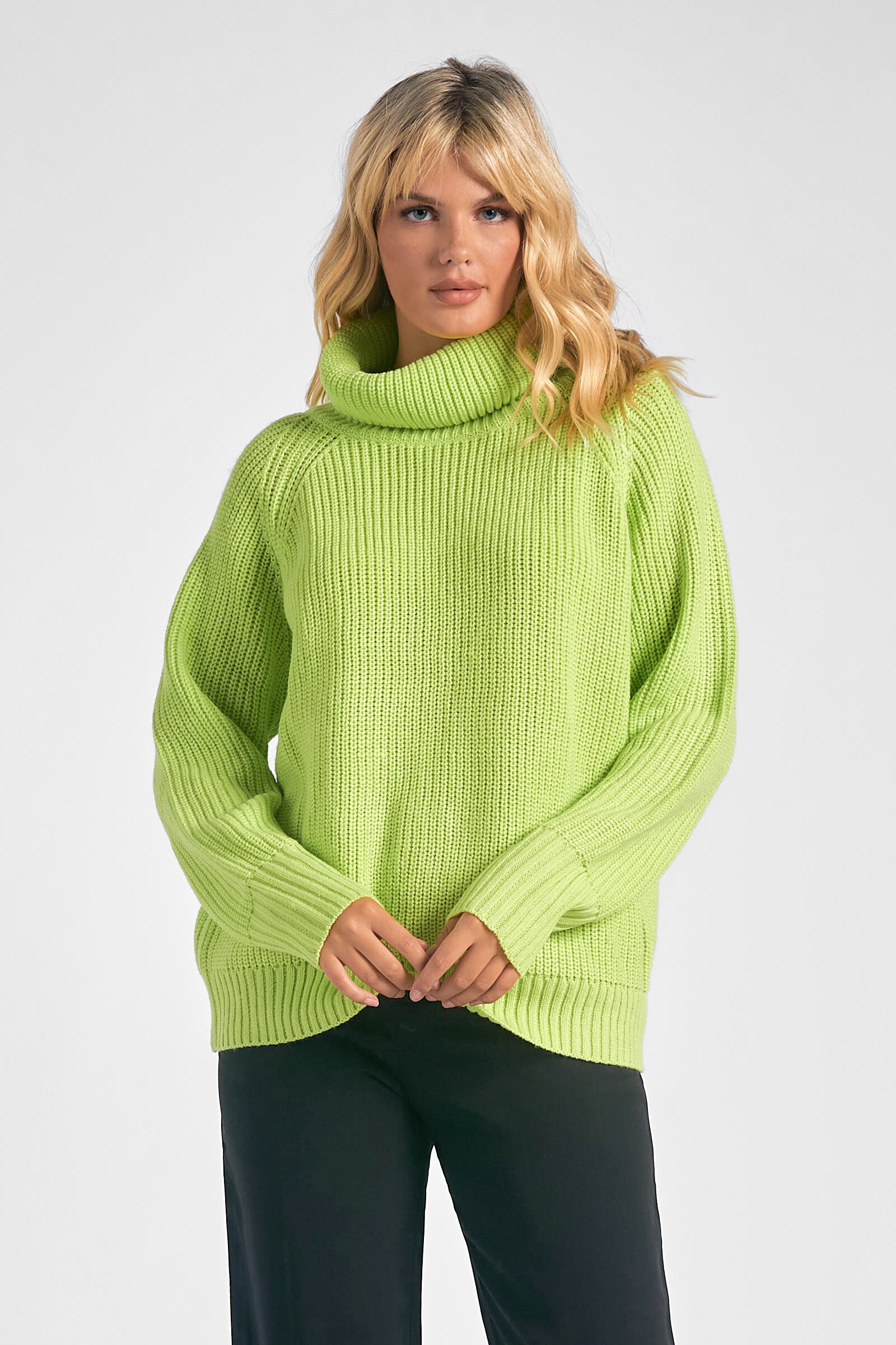 Neon green hotsell turtleneck sweater