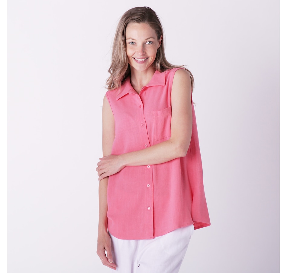 950px x 903px - Clothing & Shoes - Tops - T-Shirts & Tops - Bellina Linen Blend Sleeveless  Button Front Shirt - Online Shopping for Canadians