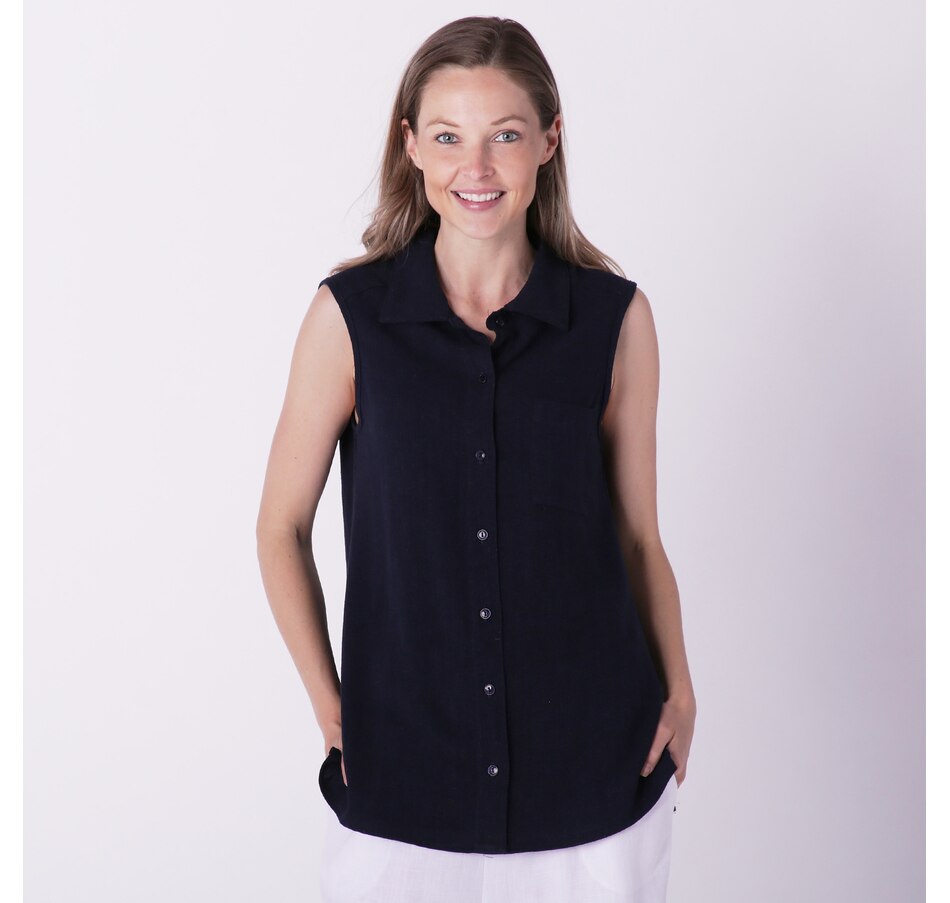 Image 238412_MAR.jpg, Product 238-412 / Price $19.33, Bellina Linen Blend Sleeveless Button Front Shirt from Bellina on TSC.ca's Fashion department