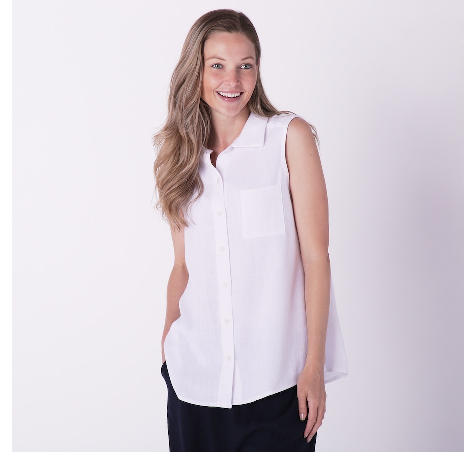 Samuel Bellina - Clothing & Shoes - Tops - T-Shirts & Tops - Bellina Linen Blend Sleeveless  Button Front Shirt - Online Shopping for Canadians