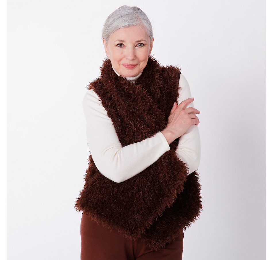 Teez-Her 100% Polyester Tan Faux Fur Vest Size S - 72% off