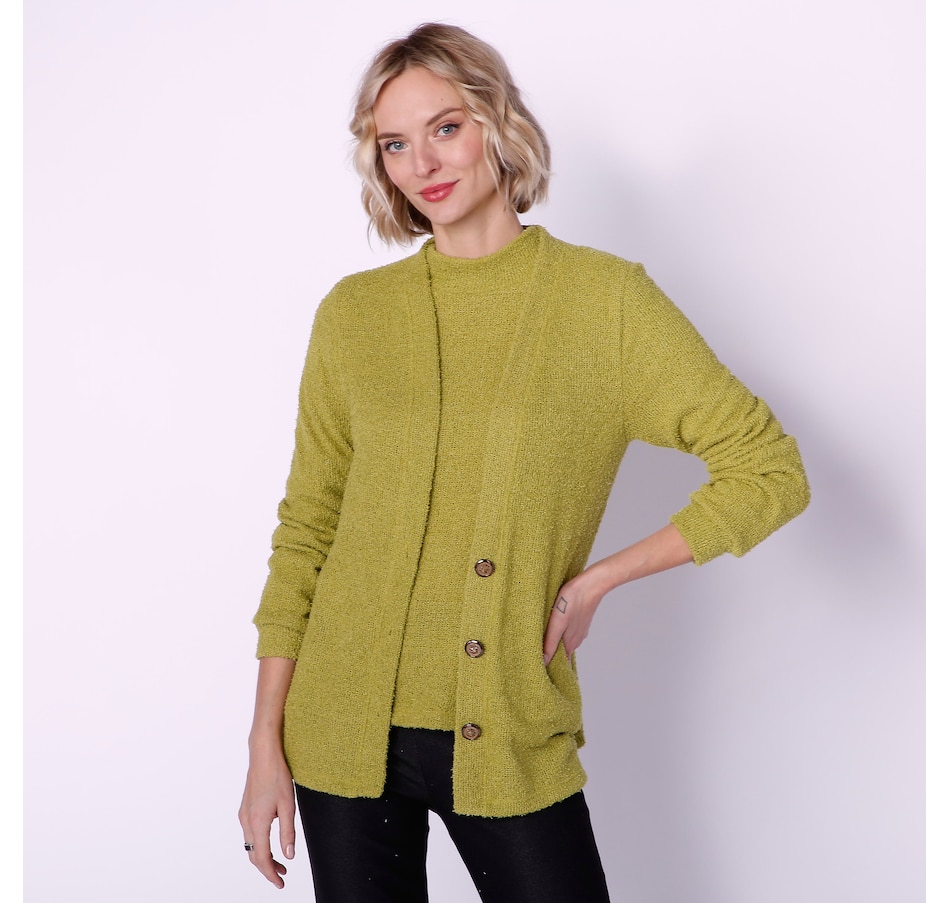 Kim & Co. Boucle Sweater Knit Button Front Cardigan