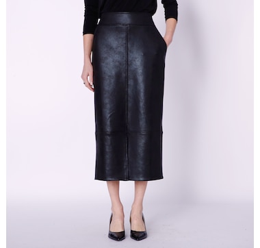 Spanx 20190R Faux Leather Pencil Skirt Brick (M) 