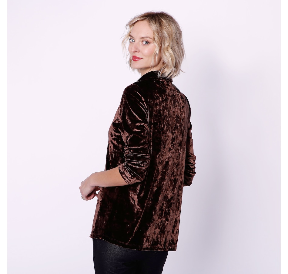 Clothing & Shoes - Tops - Shirts & Blouses - Kim & Co. Crushed Velvet Long  Sleeve Relaxed Shirt - Online Shopping for Canadians