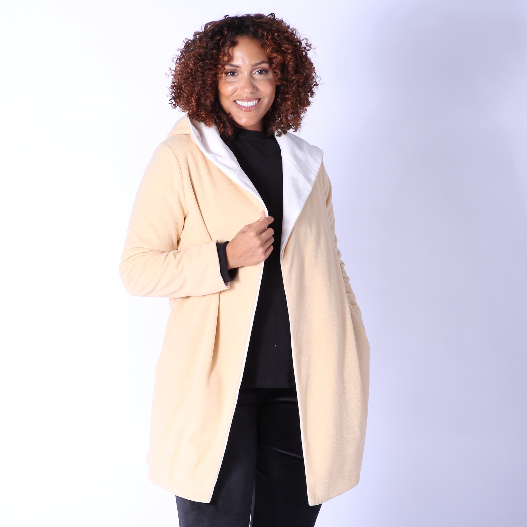 Women s cuddl shop duds fleece hooded wrap cardigan