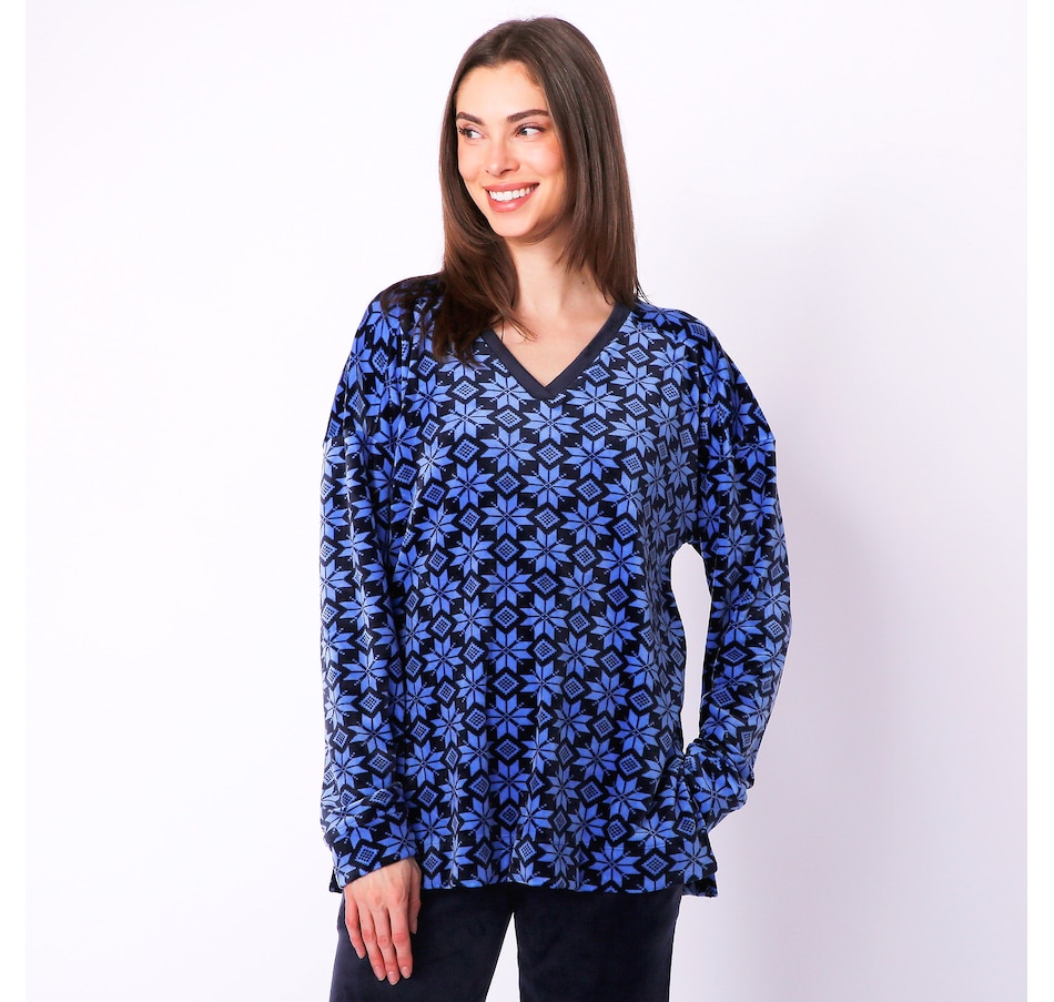 Clothing & Shoes - Tops - Shirts & Blouses - Cuddl Duds Double Plush Velour  V-Neck Tunic - Online Shopping for Canadians