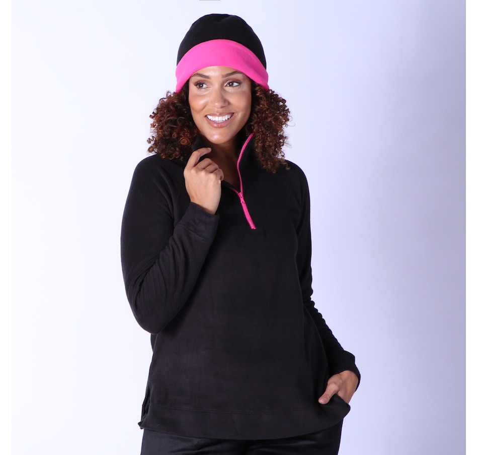 Cuddl Duds Fleece With Stretch Pullover With Beanie