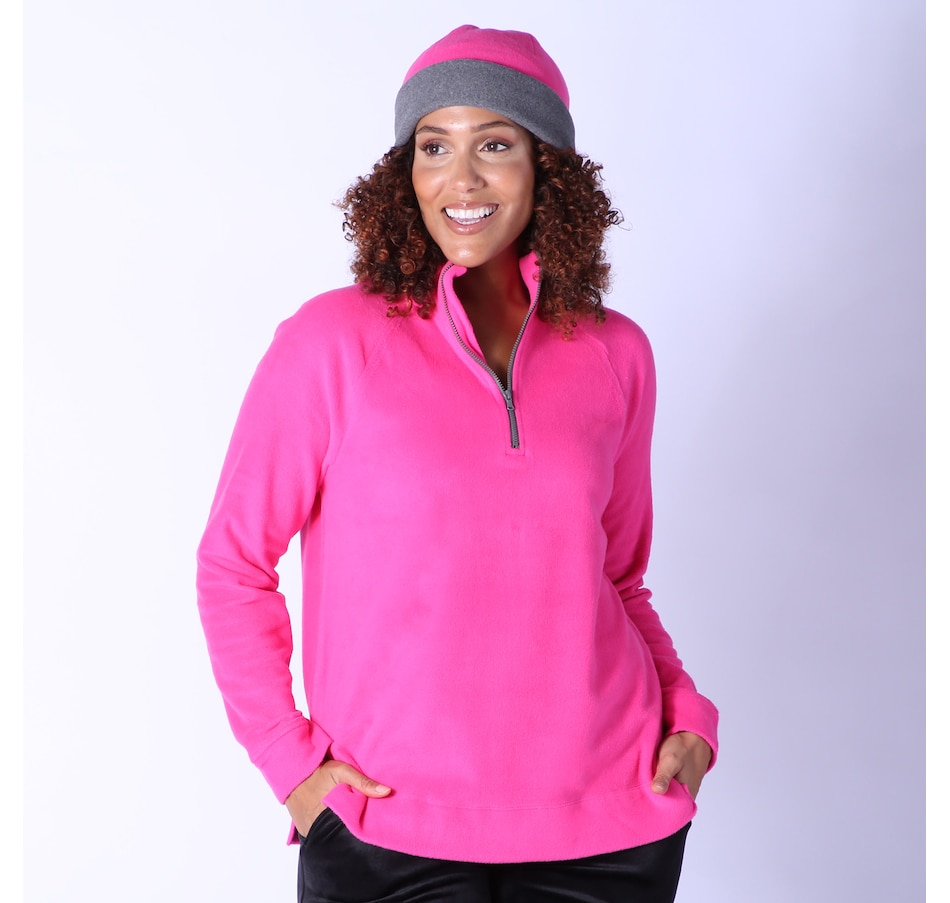 Cuddl Duds Fleece With Stretch Pullover With Beanie