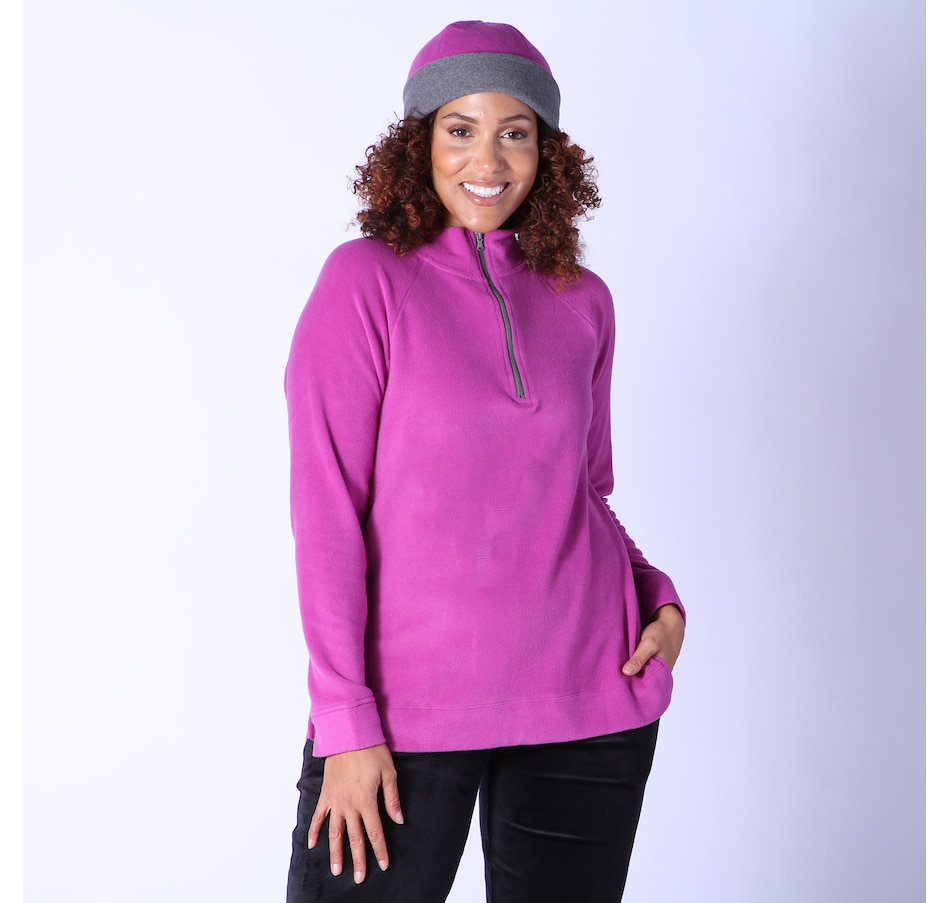Clothing & Shoes - Tops - Sweaters & Cardigans - Pullovers - Cuddl Duds  Fleece With Stretch Pullover With Beanie - Online Shopping for Canadians