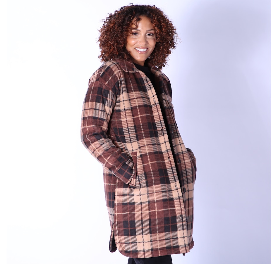 Clothing & Shoes - Jackets & Coats - Denim & Shirt Jackets - Cuddl Duds  Flannel Fleece Long Shacket - Online Shopping for Canadians