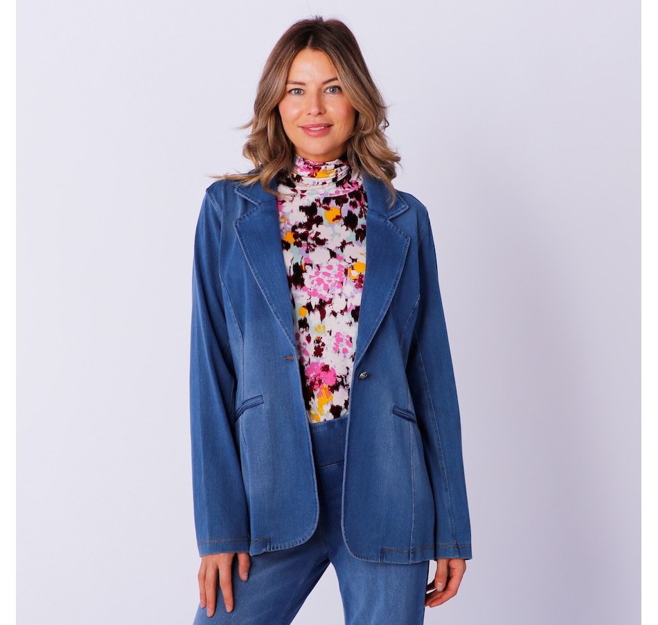 Diane Gilman Super Stretch Knit Denim Blazer